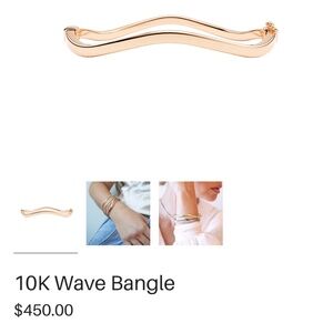 10K Solid Yellow Gold Wave Bangle